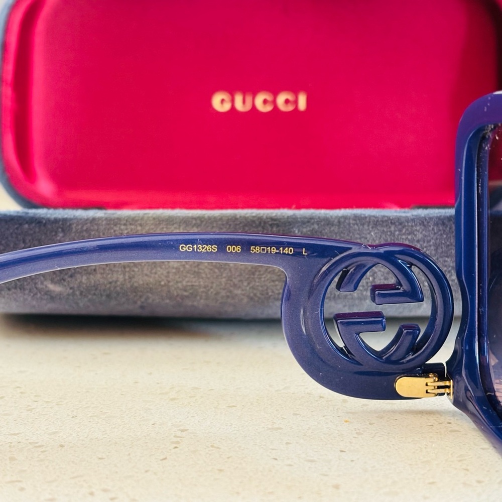 Gucci‎ Women’s Gradient GG1326S Square Plastic Sunglasses Designer Luxury 58mm - Picture 8 of 11